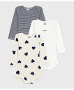 PETIT BATEAU 長袖ボディ3枚組 プチバトー マタニティウェア・ベビー用品 ロンパース・カバーオール【送料無料】