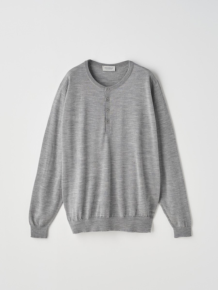 JOHN SMEDLEY ヘンリーネック長袖ニットプルオーバー ｜ A4786 ｜ 30G MODERN FIT ジョンスメドレー トップス ニット シルバー【送料無料】