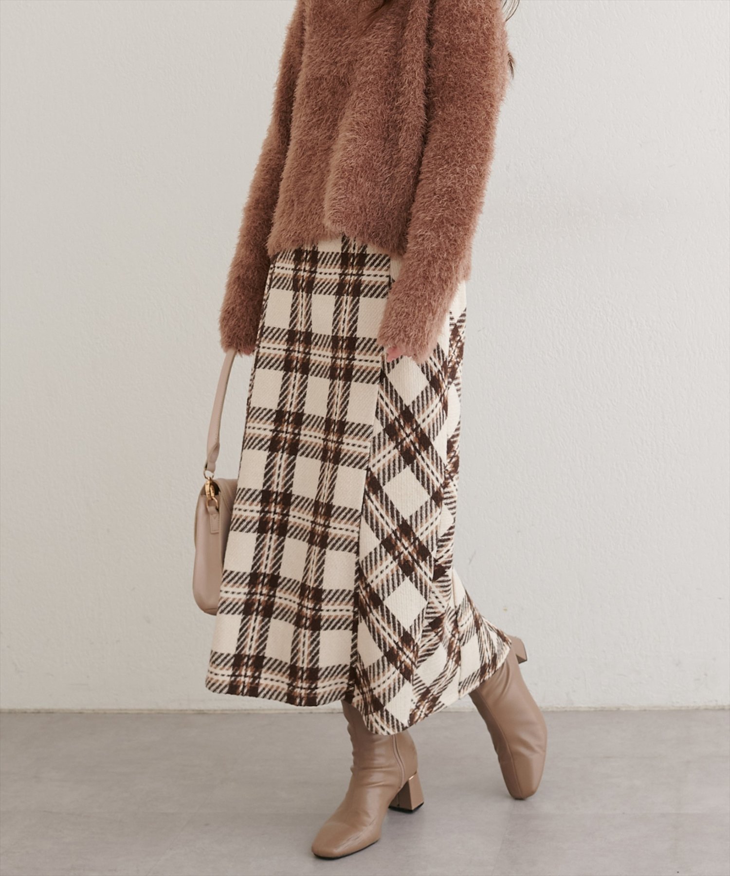 natural couture 選べる丈チェックナロースカート ナチュラルクチュール スカート その他のスカート グレー ブラック ブラウン【送料無料】のサムネイル