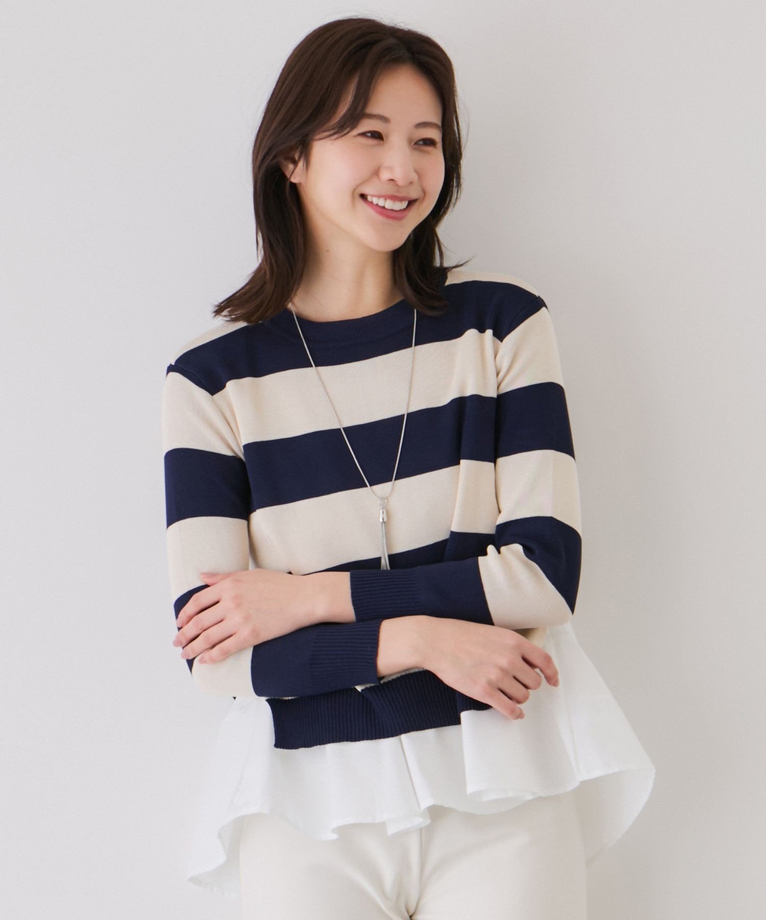JAYRO ニット&シャツアンサンブル ジャイロ トップス ニット ベージュ ネイビー ブルー ピンク ブラック