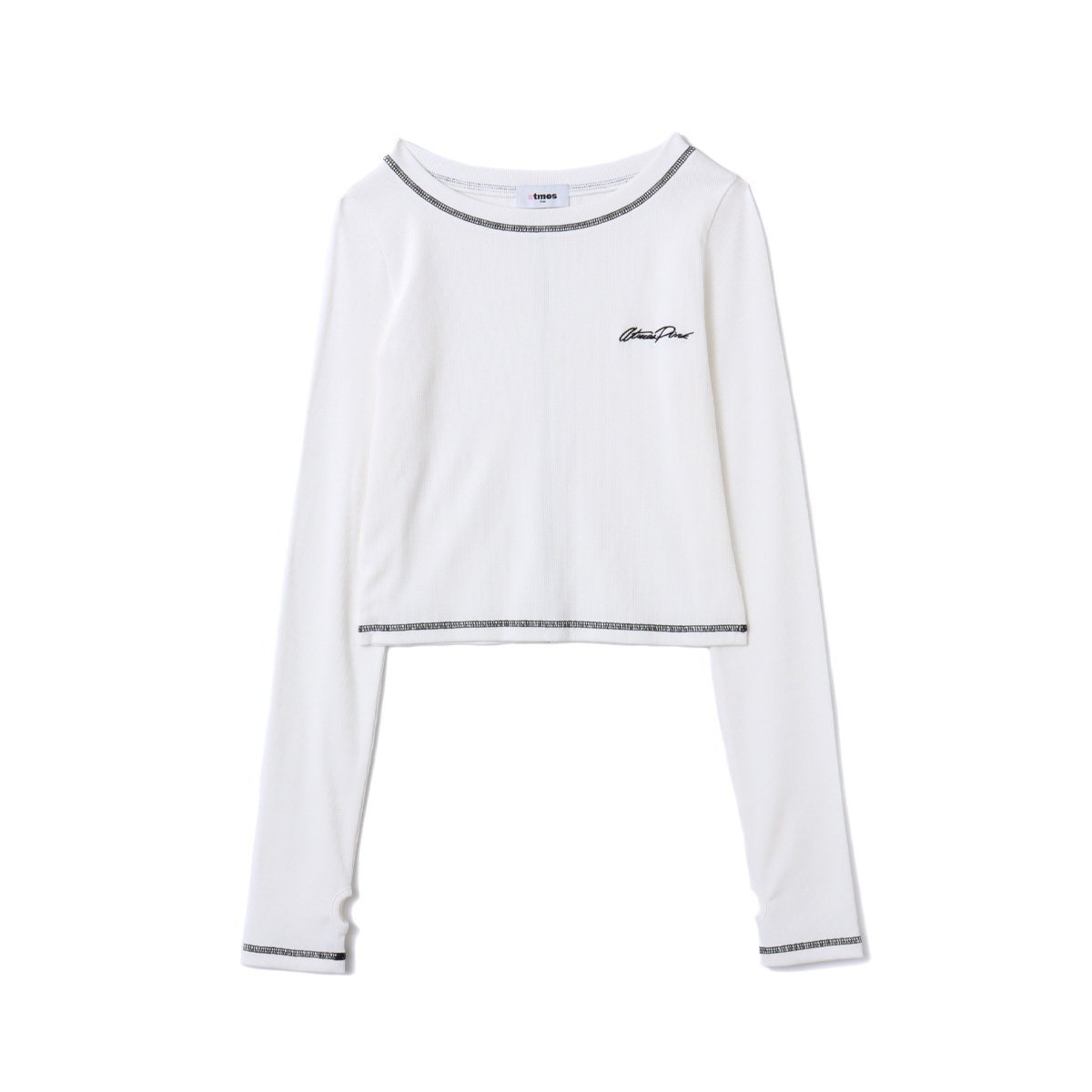 atmos pink atmos pink Rib Long Sleeve T-shirt WHITE アトモス トップス カットソー・Tシャツ ホワイト