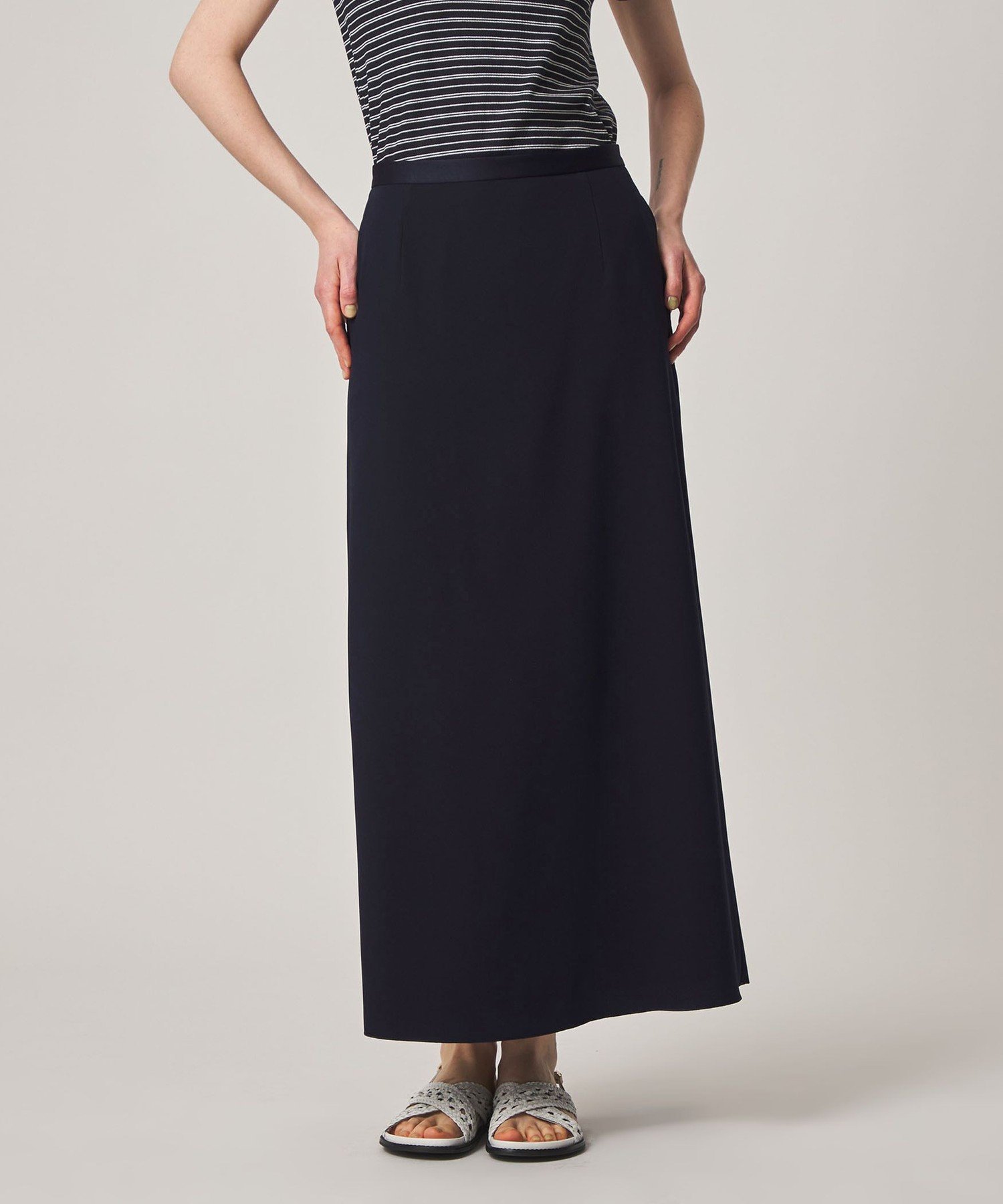 Steven Alan ＜Steven Alan＞バックサテン ジョーゼット ロングスカート ビューティー＆ユース ユナイテッドアローズ スカート その他のスカート グレー ネイビー