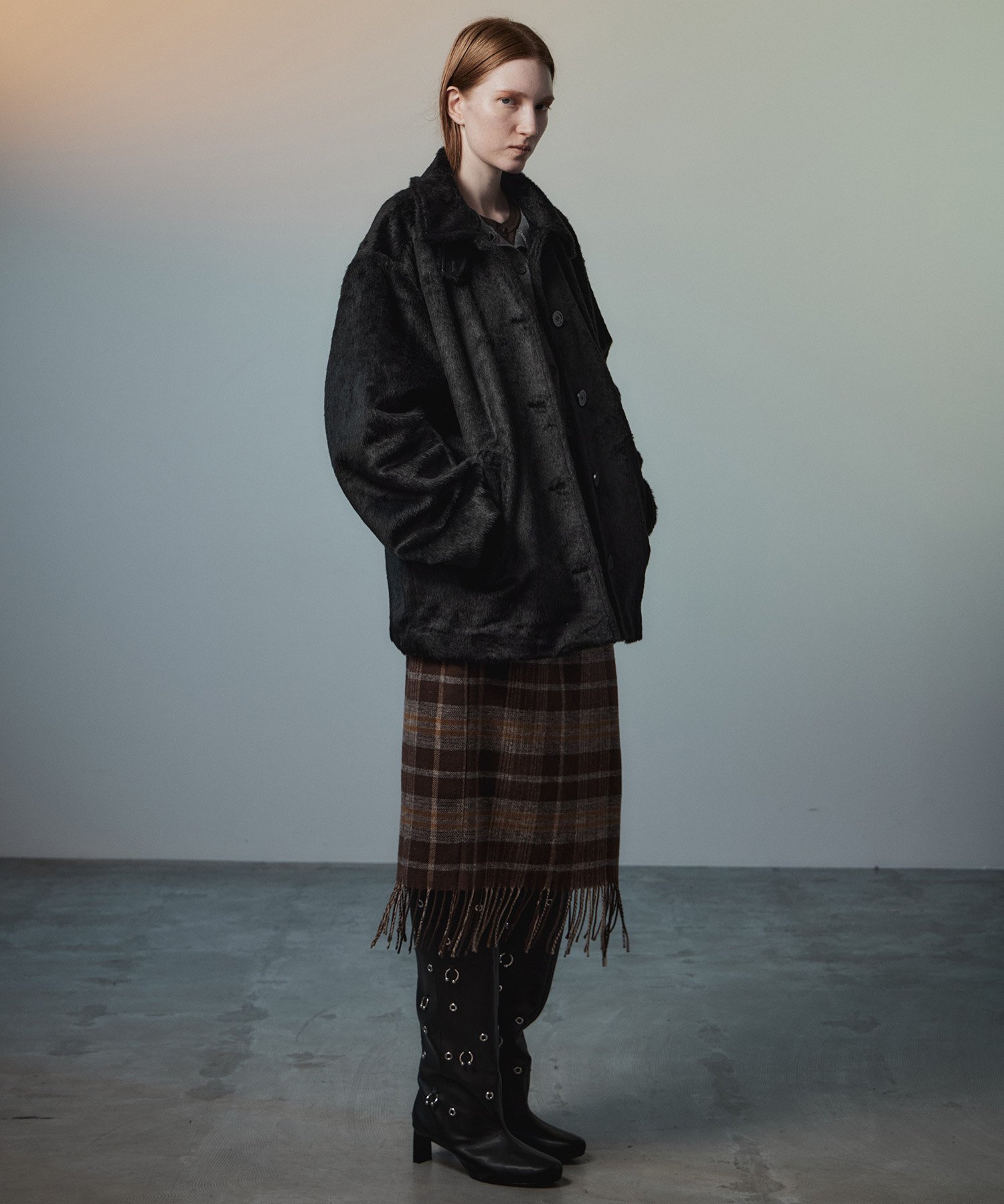 MAISON SPECIAL Fur Car Coat メゾンスペシャル ジャケット・アウター その他のジャケット・アウター ブラック