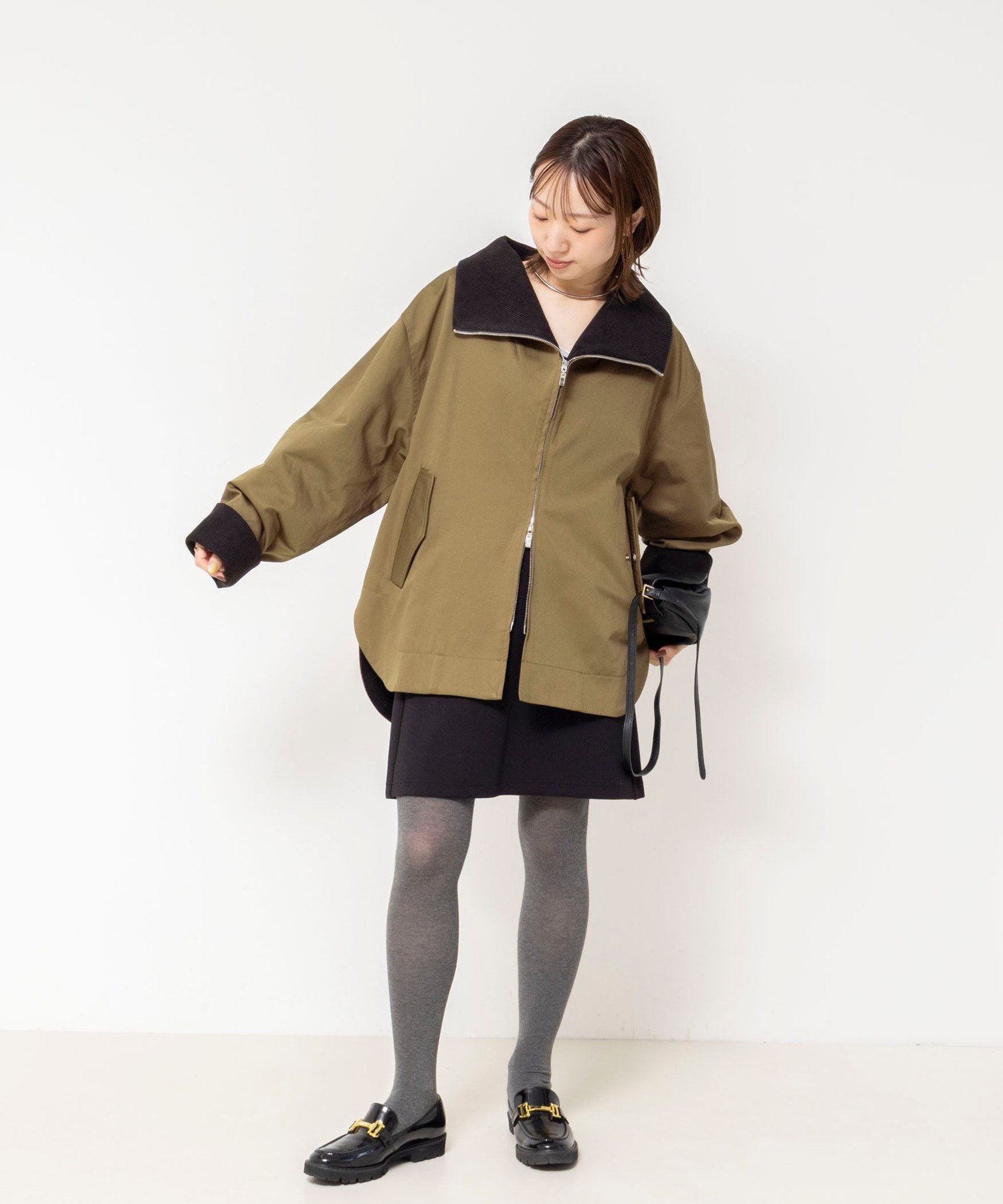 【WEB限定】スタンドビッグカラーブルゾン ノーリーズ ジャケット・アウター ブルゾン・ジャンパー カーキグリーン