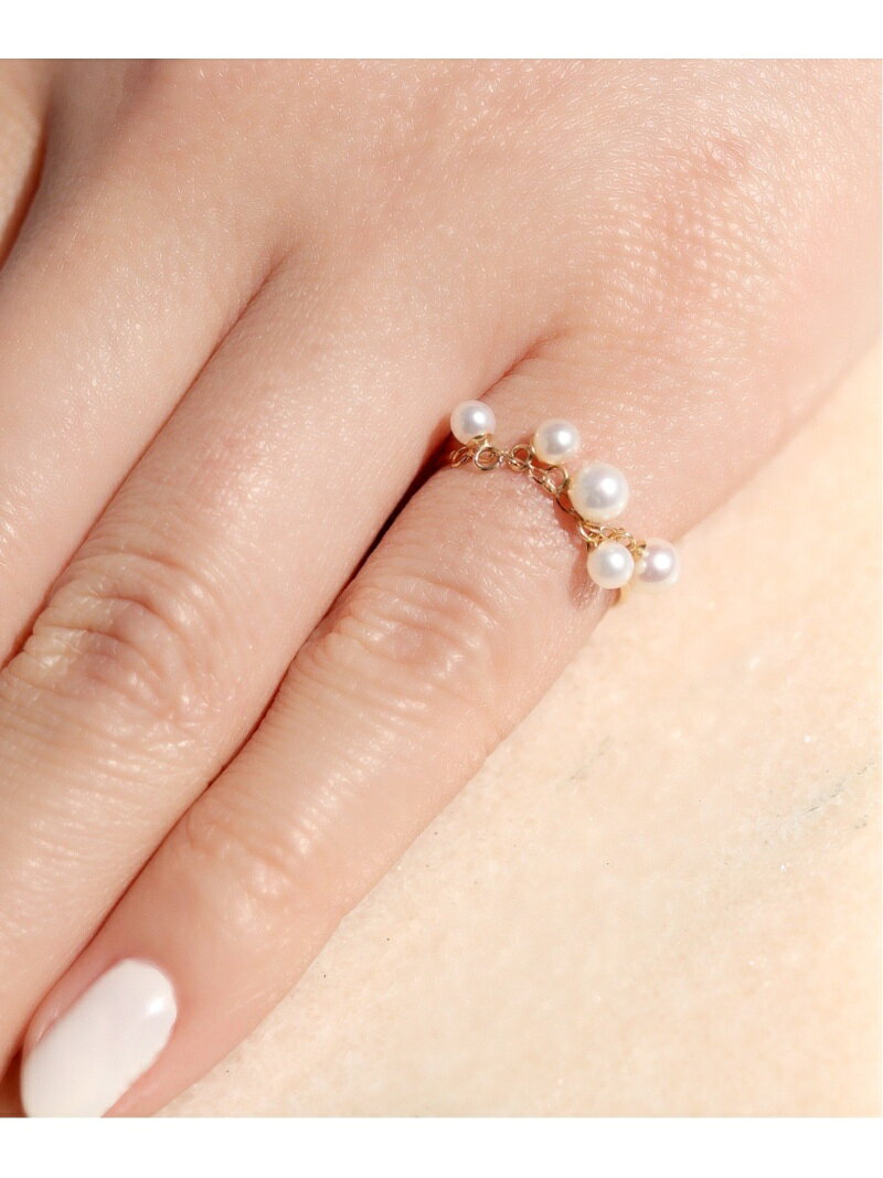 CLAIRE 【CLAIRE】【K18】フェザーカットドレープチェーンC型パールリング フローリスト アクセサリー・腕時計 リング・指輪 イエロー【送料無料】