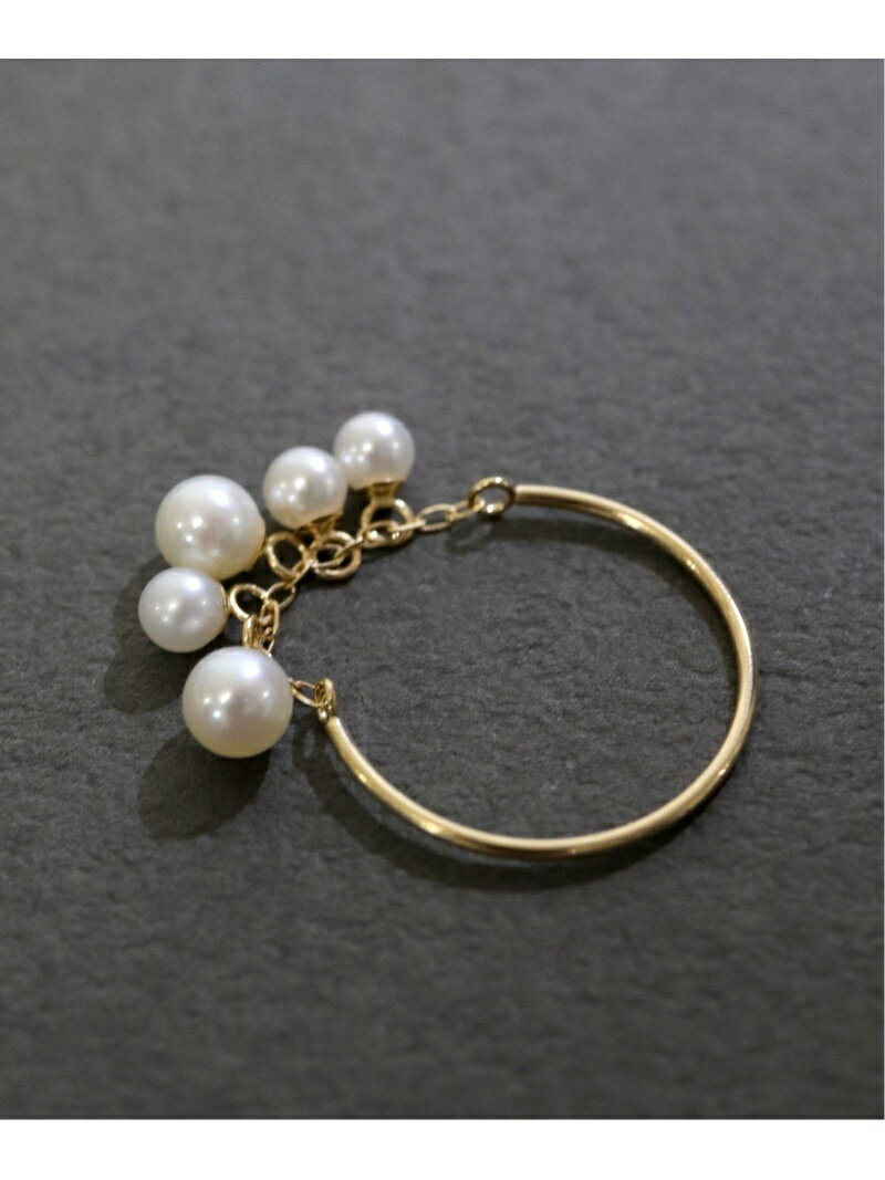 CLAIRE 【CLAIRE】【K18】フェザーカットドレープチェーンC型パールリング フローリスト アクセサリー・腕時計 リング・指輪 イエロー【送料無料】