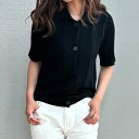 【SALE/28%OFF】maison de LATIR 襟付き五分袖サマーニット メゾンドラティール トップス ニット ネイビー ホワイト ブラック グレー