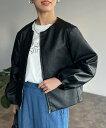 【SALE/20%OFF】Chez toi 袖ボリューム合皮ブルゾン シェトワ ジャケット・アウター ブルゾン・ジャンパー ホワイト ブラウン ブラック【送料無料】