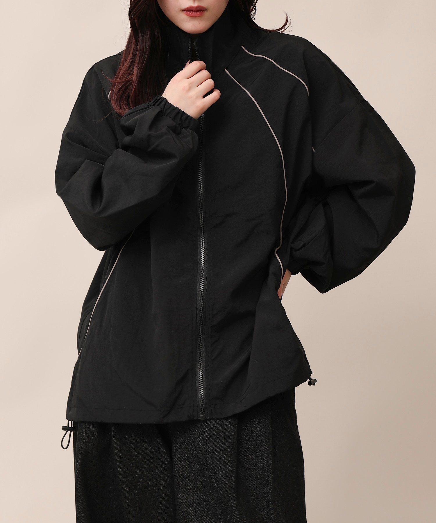 【SALE／20%OFF】aimoha - select - aimoha -select-/ドロストナイロンジャケット アイモハ ジャケット・アウター ナイロンジャケット ブラック ホワイト カーキグリーン【送料無料】