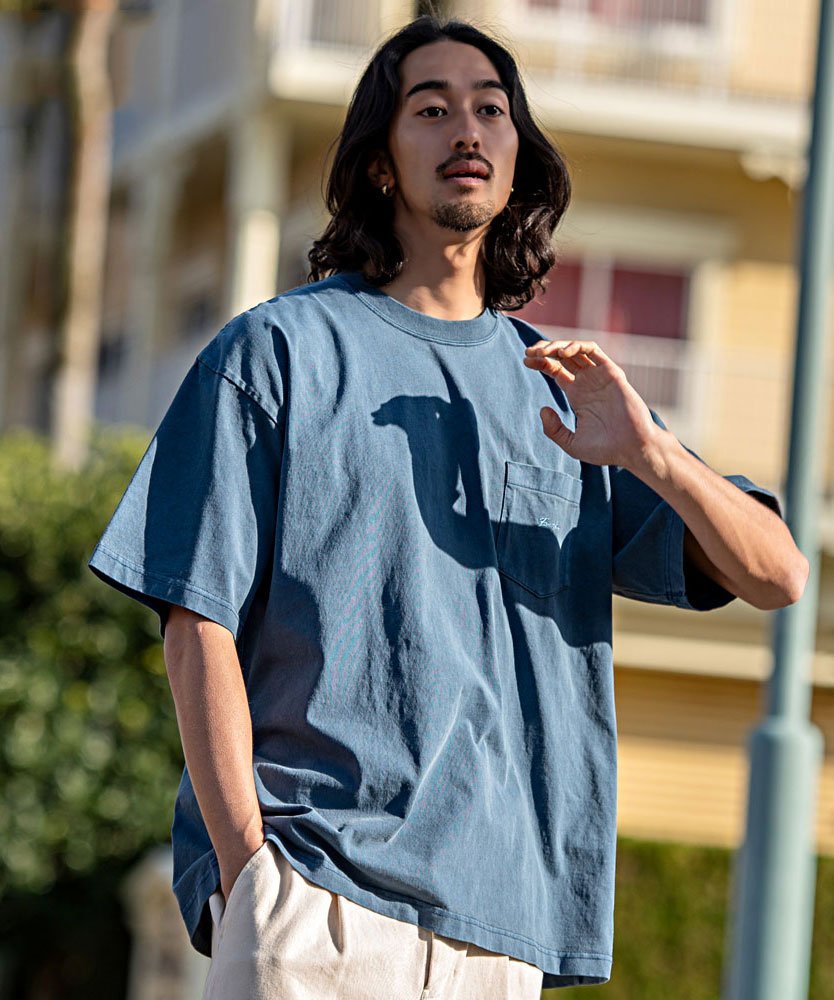 CavariA クルーネック ピグメント刺繍半袖Tシャツ シルバーバレット トップス カットソー・Tシャツ ベージュ ネイビー ブラック