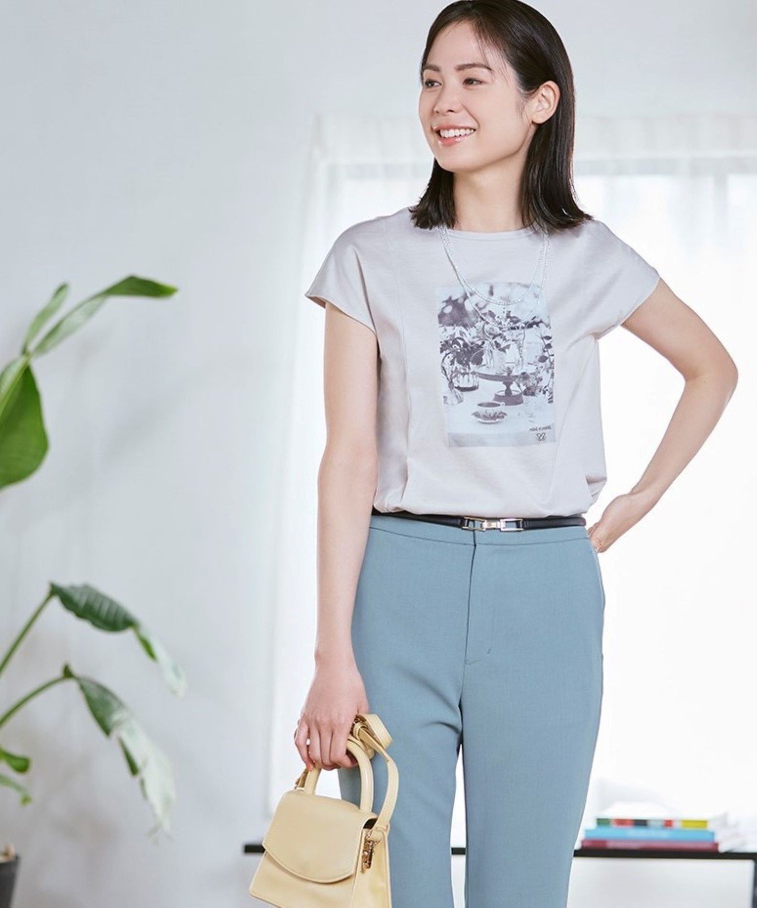 【SALE／45%OFF】AMACA 【Anniversary Piece】min et maxi コラボTシャツ アマカ トップス カットソー・Tシャツ ホワイト ベージュ【送料無料】