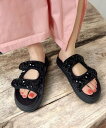 【SALE/56%OFF】Sugar Sugar ベルクロスパンコール厚底サンダル シュガーシュガー シューズ・靴 サンダル ブラック シルバー【送料無料】