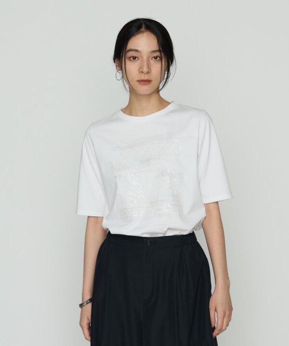 Gabardine K.T プレーティング天竺 星柄Tシャツ コムサ トップス カットソー・Tシャツ ブラック ホワイト グレー