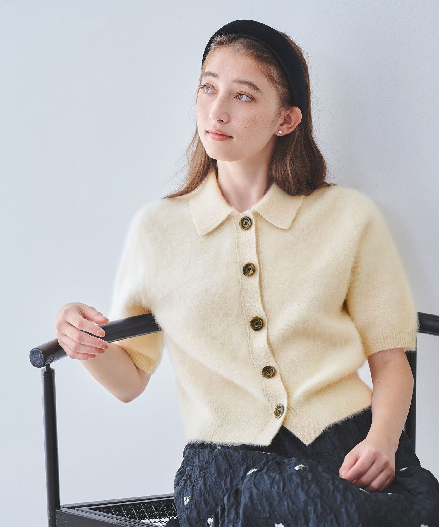 【SALE／40%OFF】UNITED ARROWS フォックスカシミヤ ショートスリーブ ポロニット ユナイテッドアローズ トップス ニット ホワイト グレー ベージュ【送料無料】