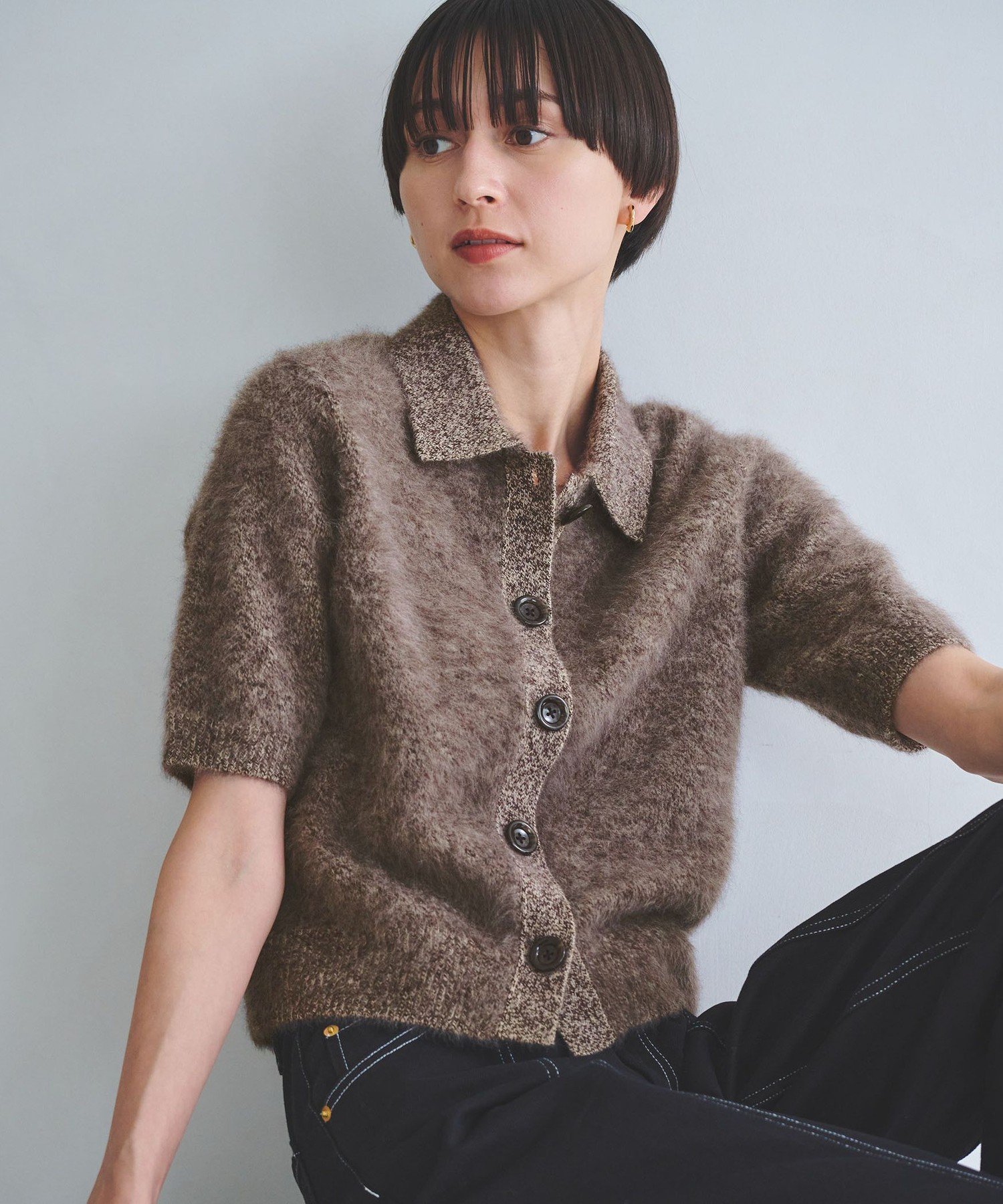 【SALE／40%OFF】UNITED ARROWS フォックスカシミヤ ショートスリーブ ポロニット ユナイテッドアローズ トップス ニット ホワイト グレー ベージュ【送料無料】