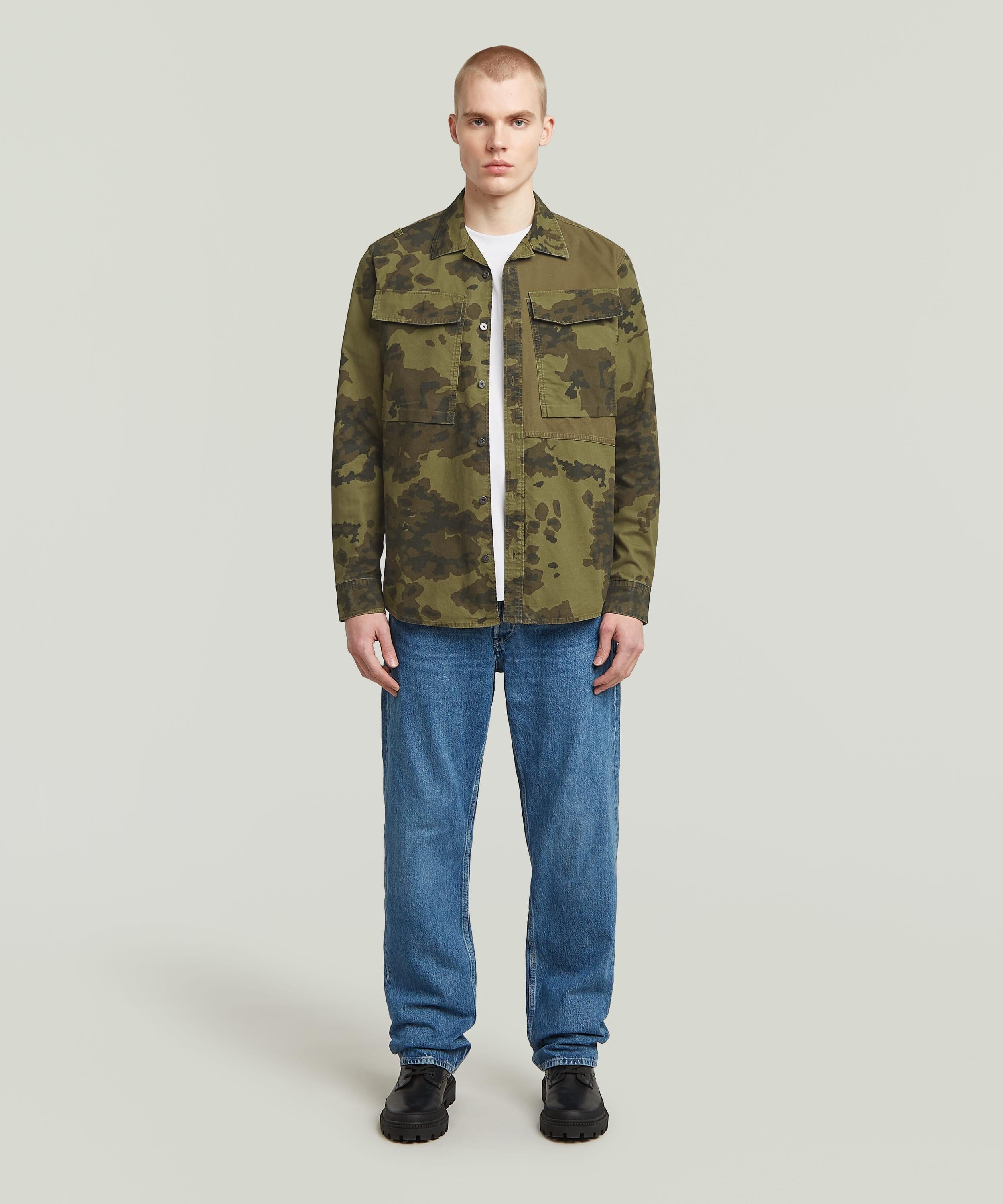 【公式ショップ】CARGO POCKET SERVICE REGULAR SHIRT/ウォッシュド加工ミリタリーディテールカーゴポケットレギュラーシャツ/カモ柄 ジースターロゥ トップス シャツ・ブラウス