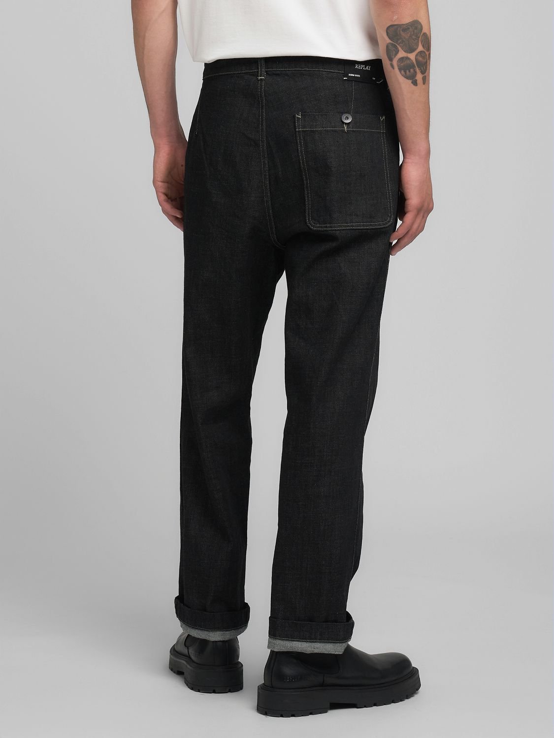【SALE／40%OFF】REPLAY リラックスフィットELYM デニムチノパンツ リプレイ パンツ ジーンズ・デニムパンツ ブラック【送料無料】