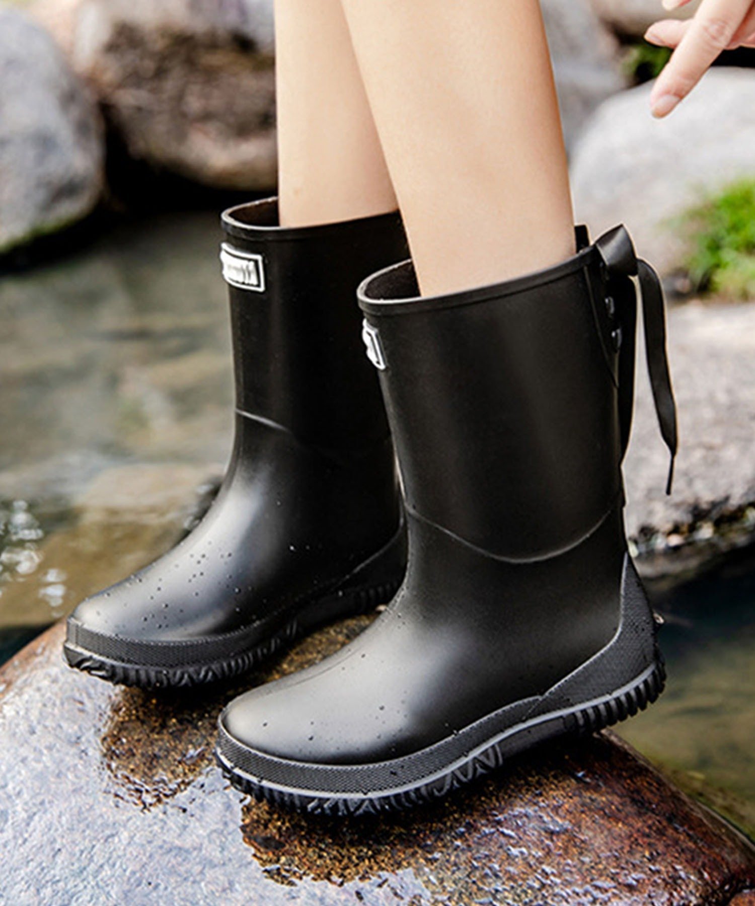 aimoha - select - 【SHOES 365】ミドル丈レインブーツ アイモハ シューズ・靴 レインシューズ・ブーツ ベージュ ブラック