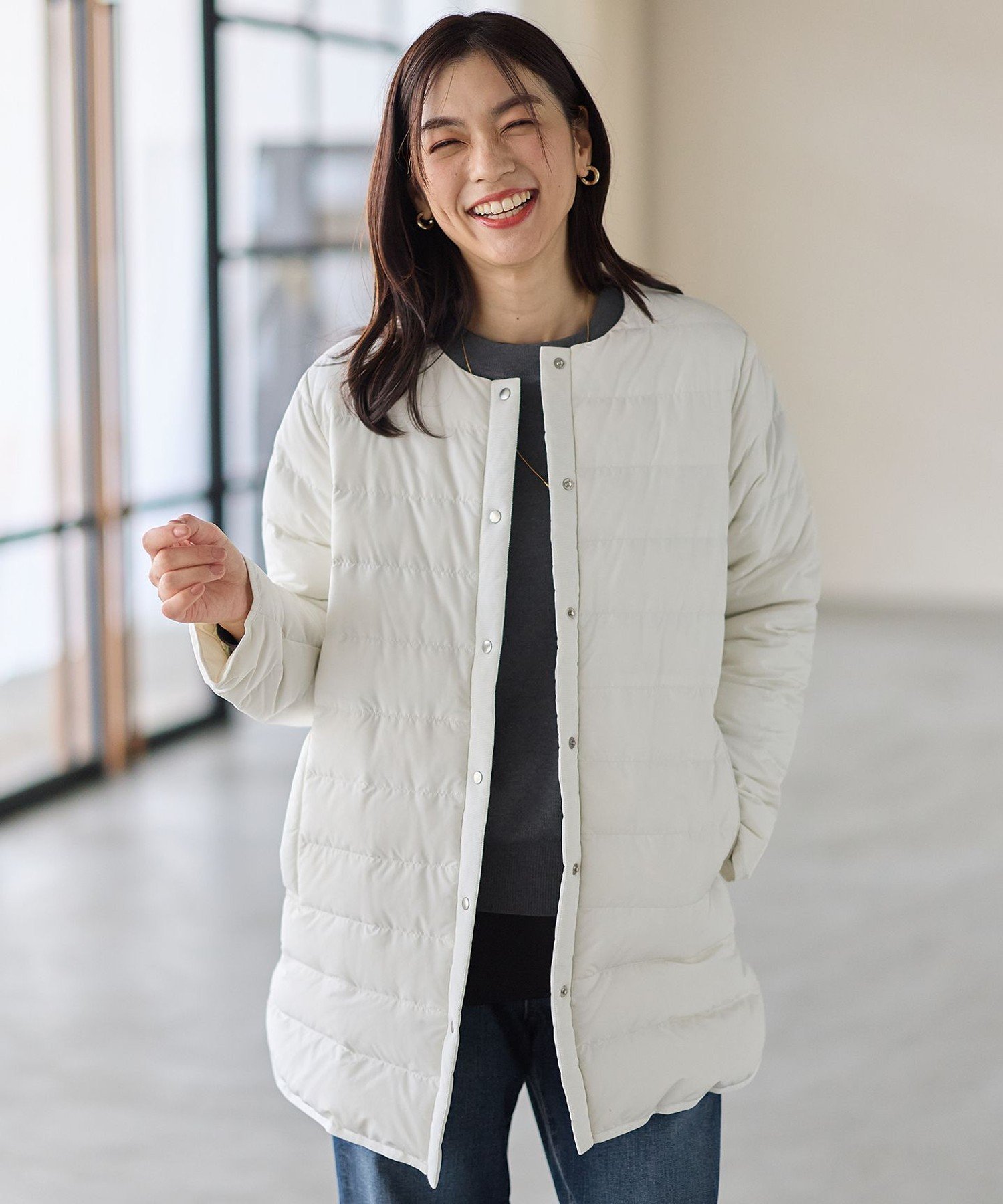 ANY 【手洗い可/撥水】フレンチダウンロングコート エニィ ジャケット・アウター ダウンジャケット・ダウンベスト ベージュ ブラウン ブラック【送料無料】のサムネイル