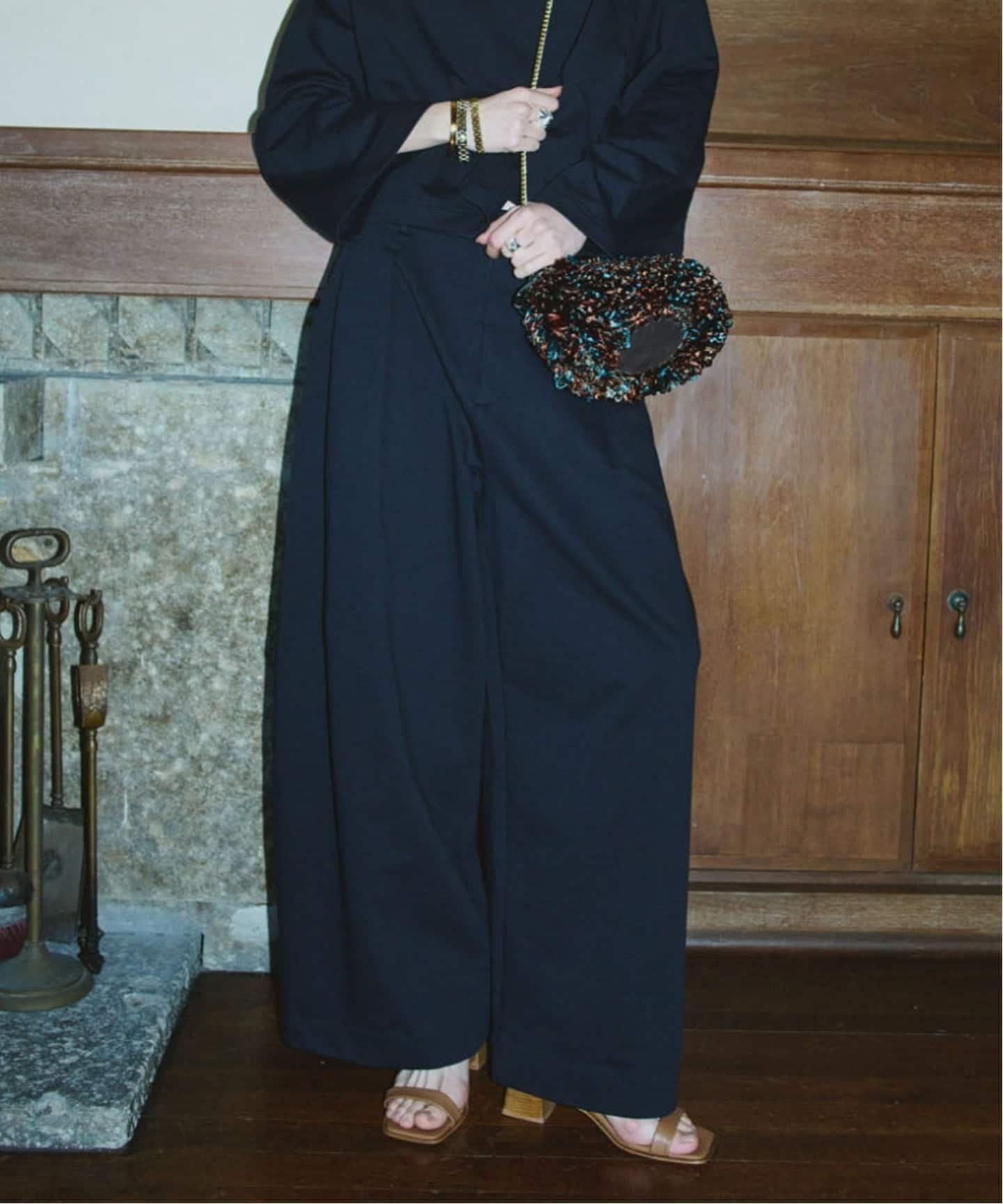 VERMEIL par iena 《手洗い可》Curved Tuck パンツ ヴェルメイユ パー イエナ パンツ その他のパンツ ブラック ベージュ