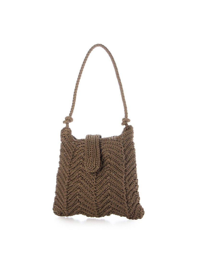 【SALE／20%OFF】cache cache カシュカシュ cachecache / 山波編みトート カゴバッ...