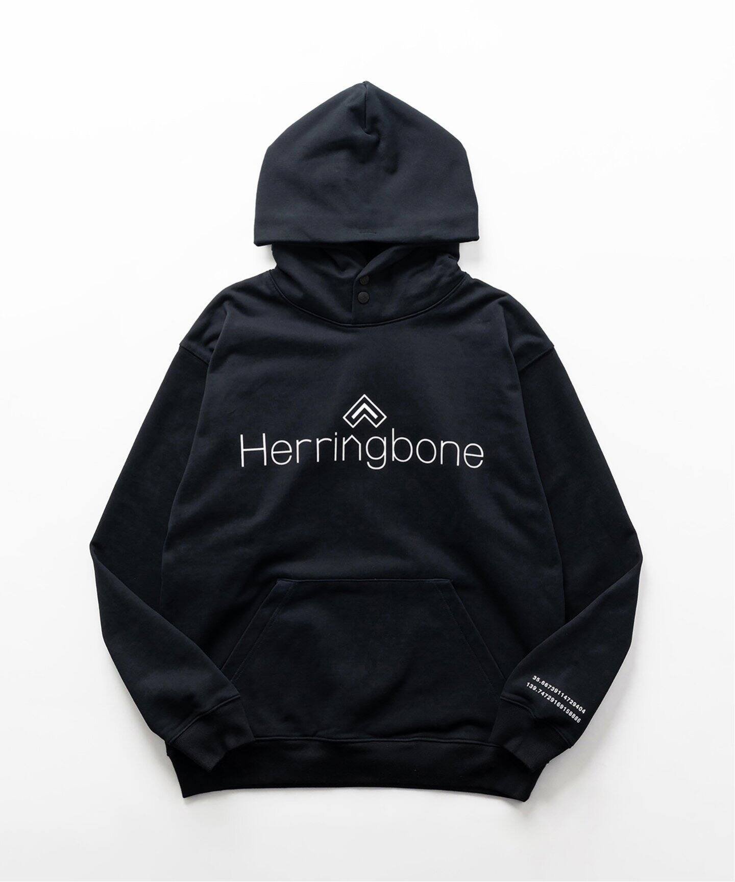HERRINGBONE "Herringbone" Logo Sweat Hoodie ヘリンボーン トップス パーカー・フーディー ブラック【送料無料】