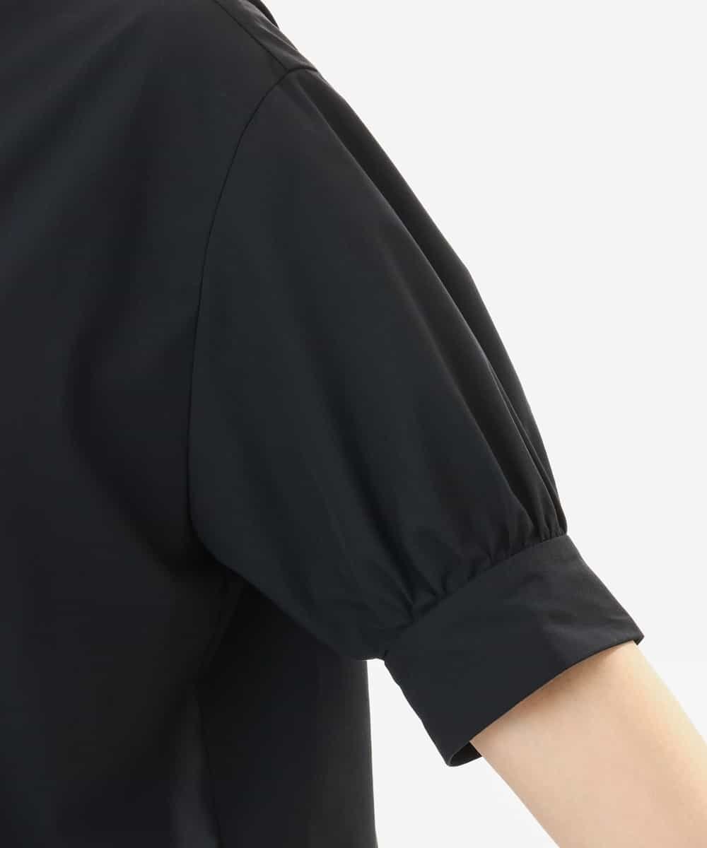 OFUON 衿付きタックスリーブシャツブラウス/接触冷感/UVカット/洗える/WEB限定サイズあり/セットアップ可 オフオン トップス シャツ・ブラウス ネイビー ベージュ