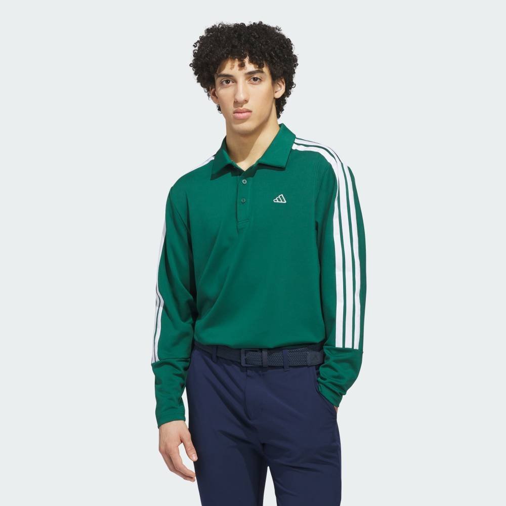 adidas 【公式】アディダス adidas 返品可 スリーストライプス 長袖ポロシャツ アディダス トップス ポロシャツ グリーン【送料無料】