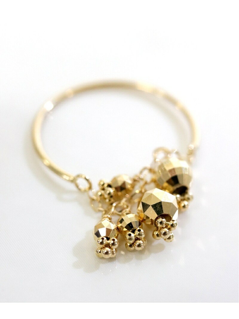 CLAIRE 【CLAIRE】【K18】フェザーカットドレープチェーンC型ミラーボールリング フローリスト アクセサリー・腕時計 リング・指輪 イエロー【送料無料】