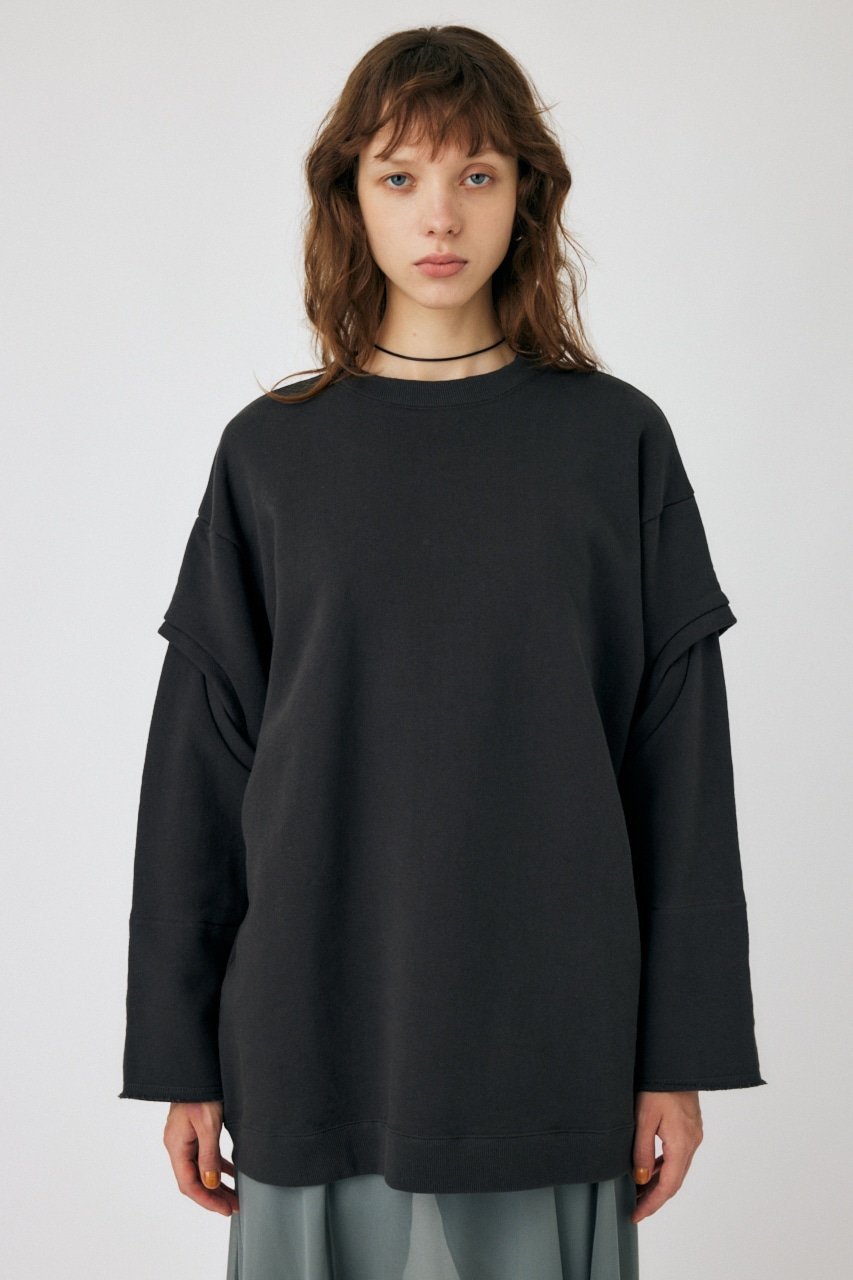 【SALE／50%OFF】MOUSSY OPEN SLEEVE スウェ