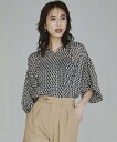 【SALE/30%OFF】23区 【洗える】Ratti コラージュプリント ギャザー ブラウス ニジュウサンク トップス シャツ・ブラウス ブラウン ブルー【送...
