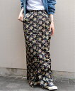 THE SHINZONE FLOWER BOUQUET PRINTED SATIN SKIRT ステップス スカート ロング・マキシスカート レッド ブラック【...