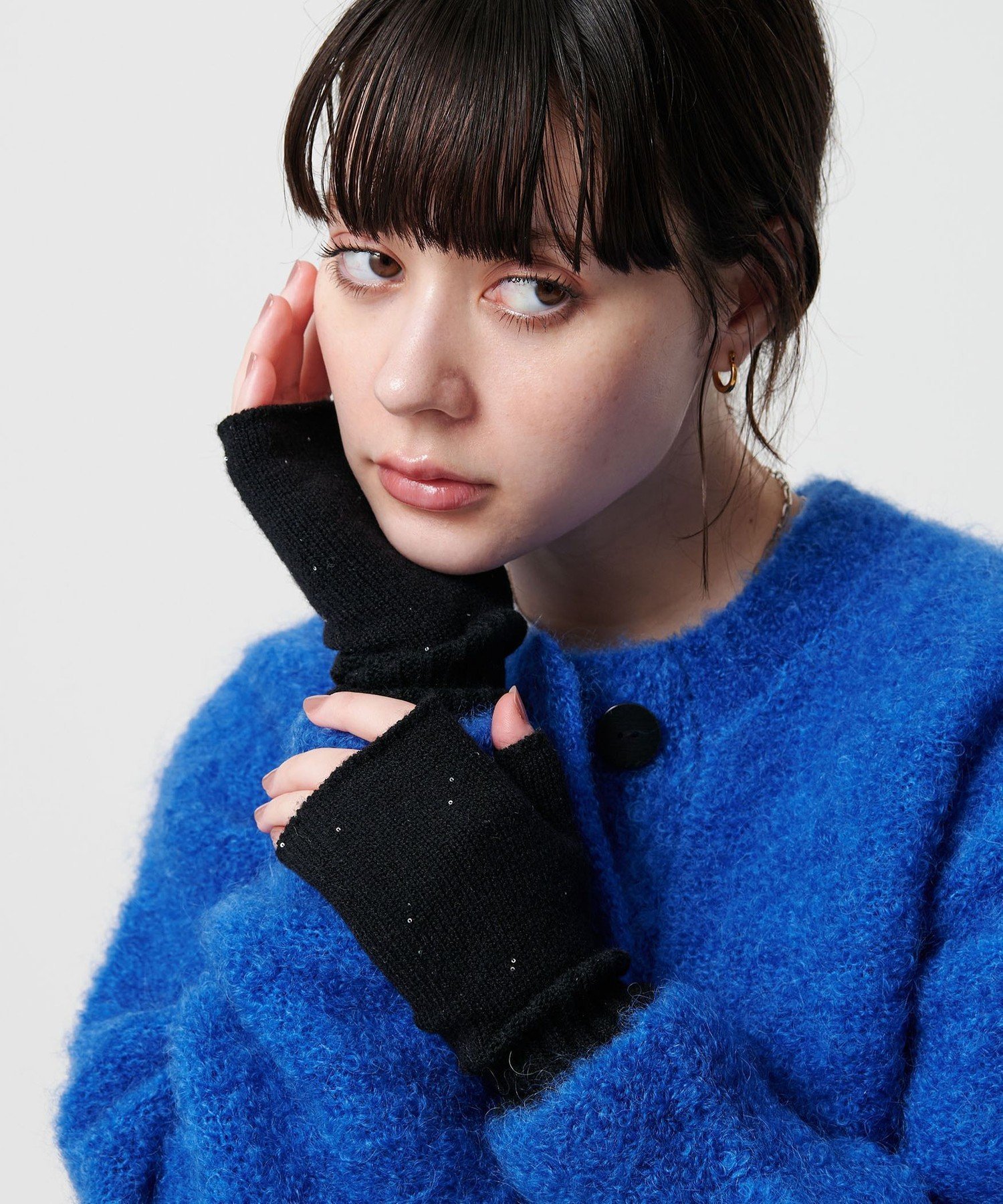 BEAUTY&YOUTH UNITED ARROWS スパンコール リブ フィンガーレス グローブ ビューティー＆ユース　ユナ..