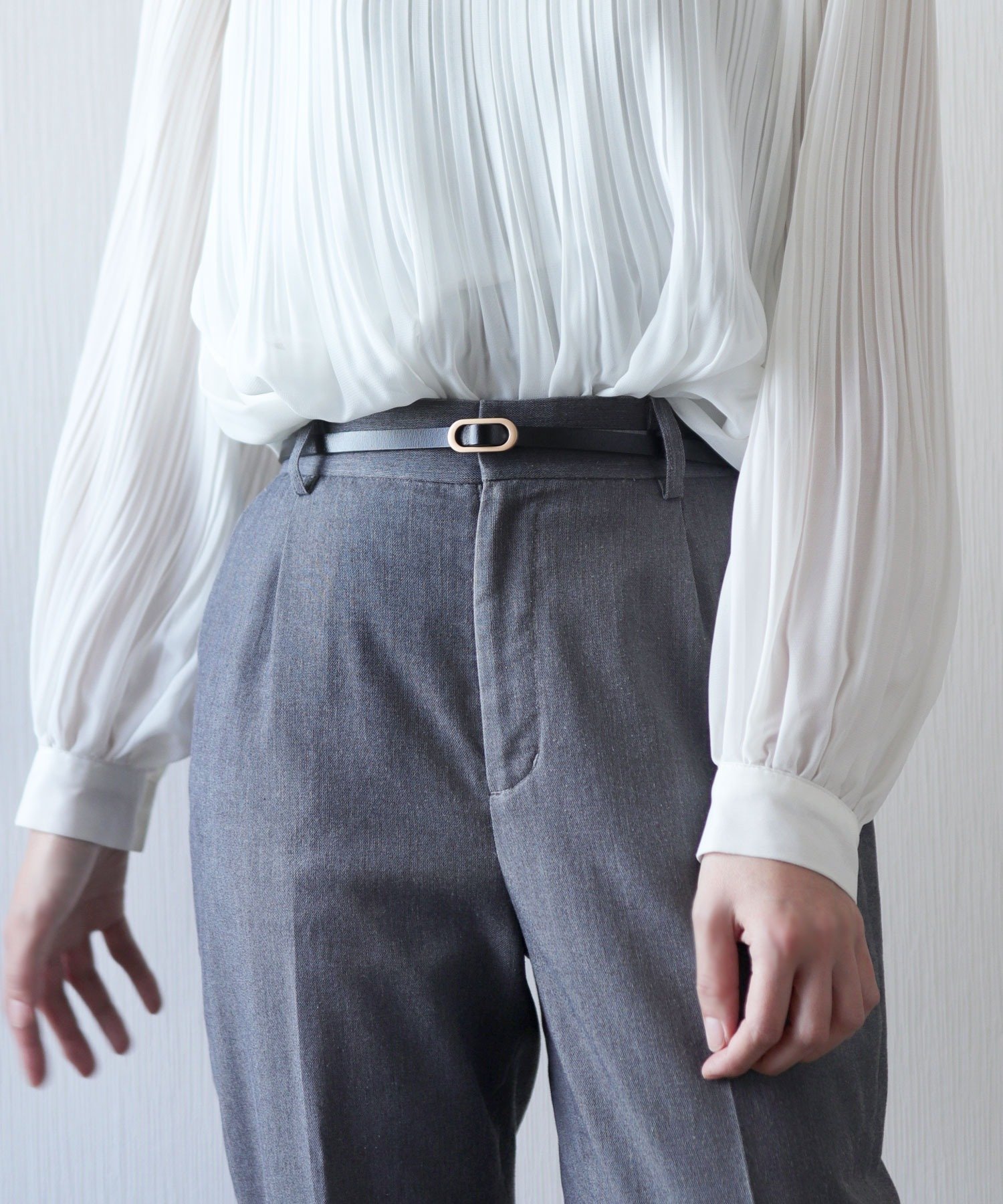 【SALE／40%OFF】florist 【牛革・穴無し】オーバルフレームナローレザーベルト フローリスト ファッシ..