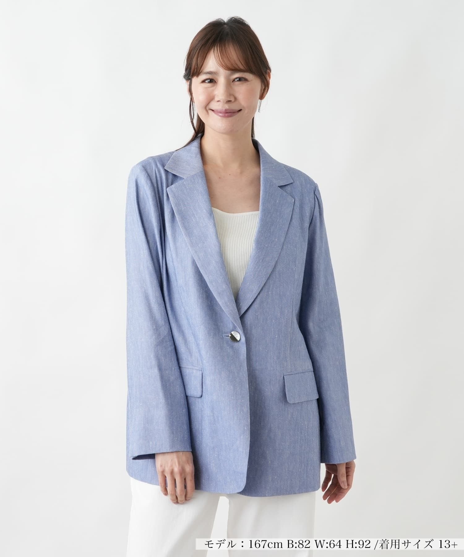 Leilian PLUS HOUSE 【店頭人気】テーラードジャケット【ROCHAS Premiere】 レリアン プラスハウス ジャケット・アウター テーラードジャケット・ブレザー