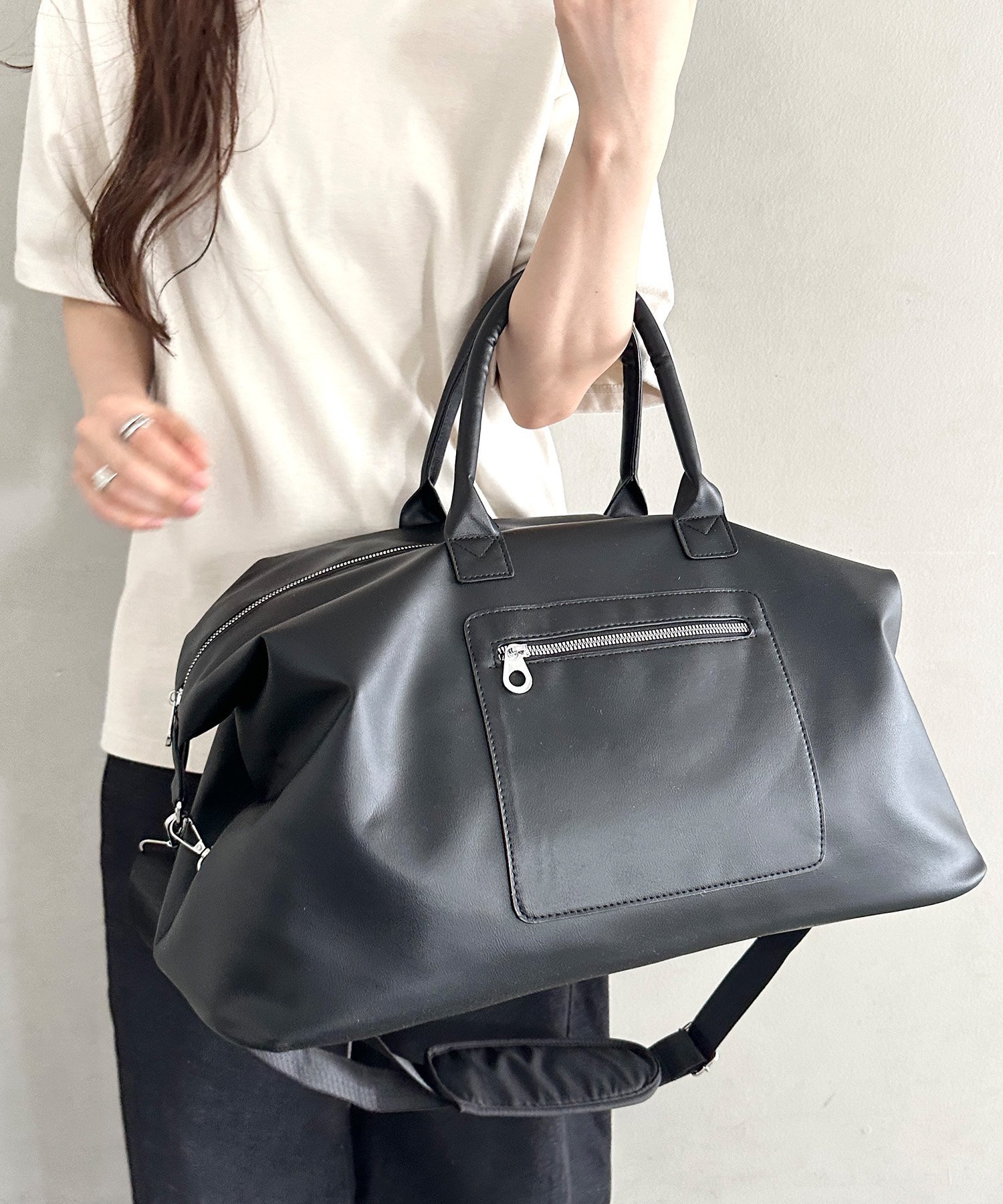 【SALE／20%OFF】MYMOOD. ファスナー付き大容量ボストンバッグ トラベルボストンバッグ 2WAYボストン アウトフィッターラボ バッグ ボストンバッグ ブラック グレー ブラウン【送料無料】