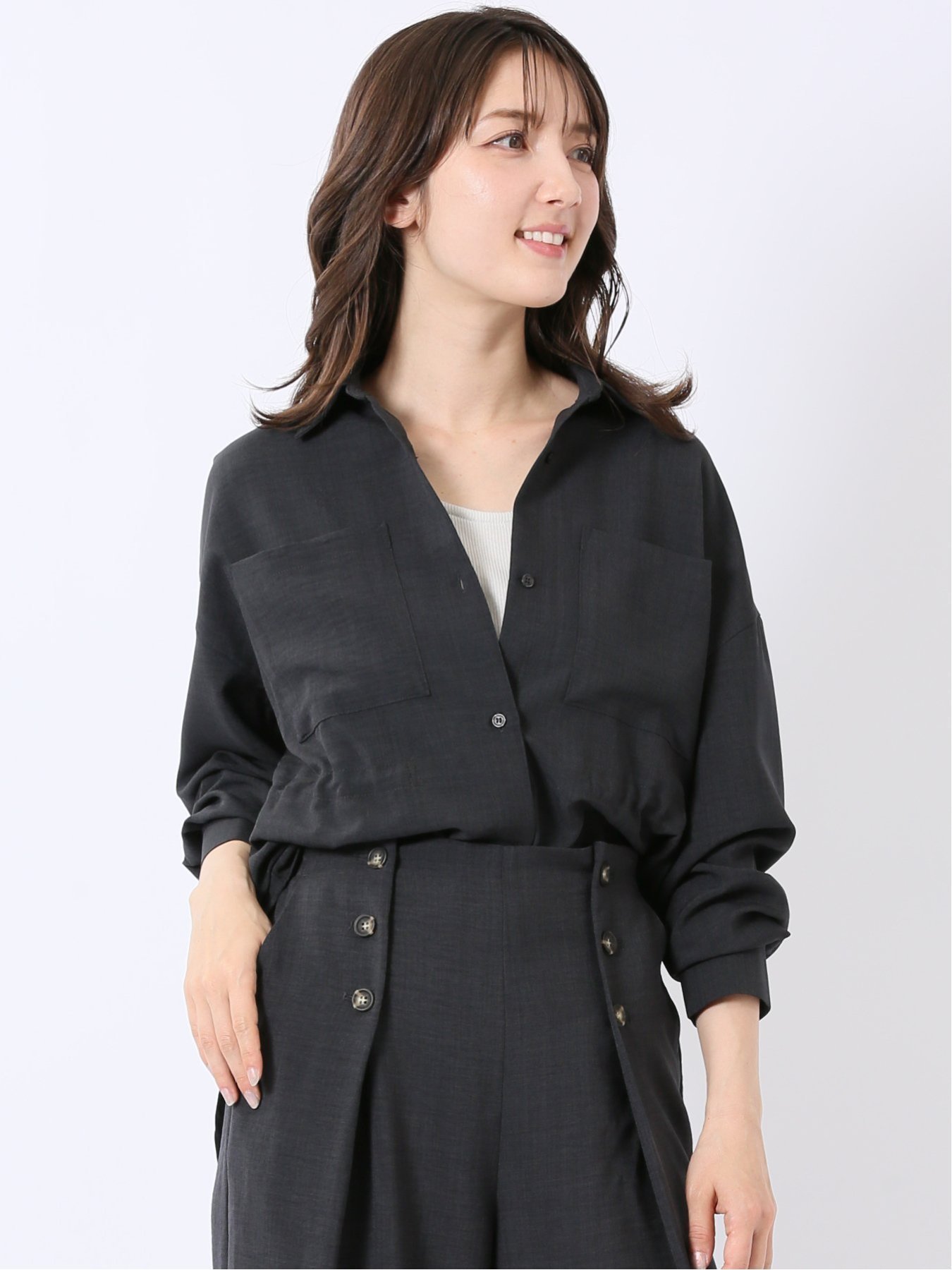 【SALE／10%OFF】m.f.editorial タンブラーオックス シャツ ジャケット(セットアップ可能) タカキュー トップス シャツ・ブラウス ブルー グレー ベージュ【送料無料】