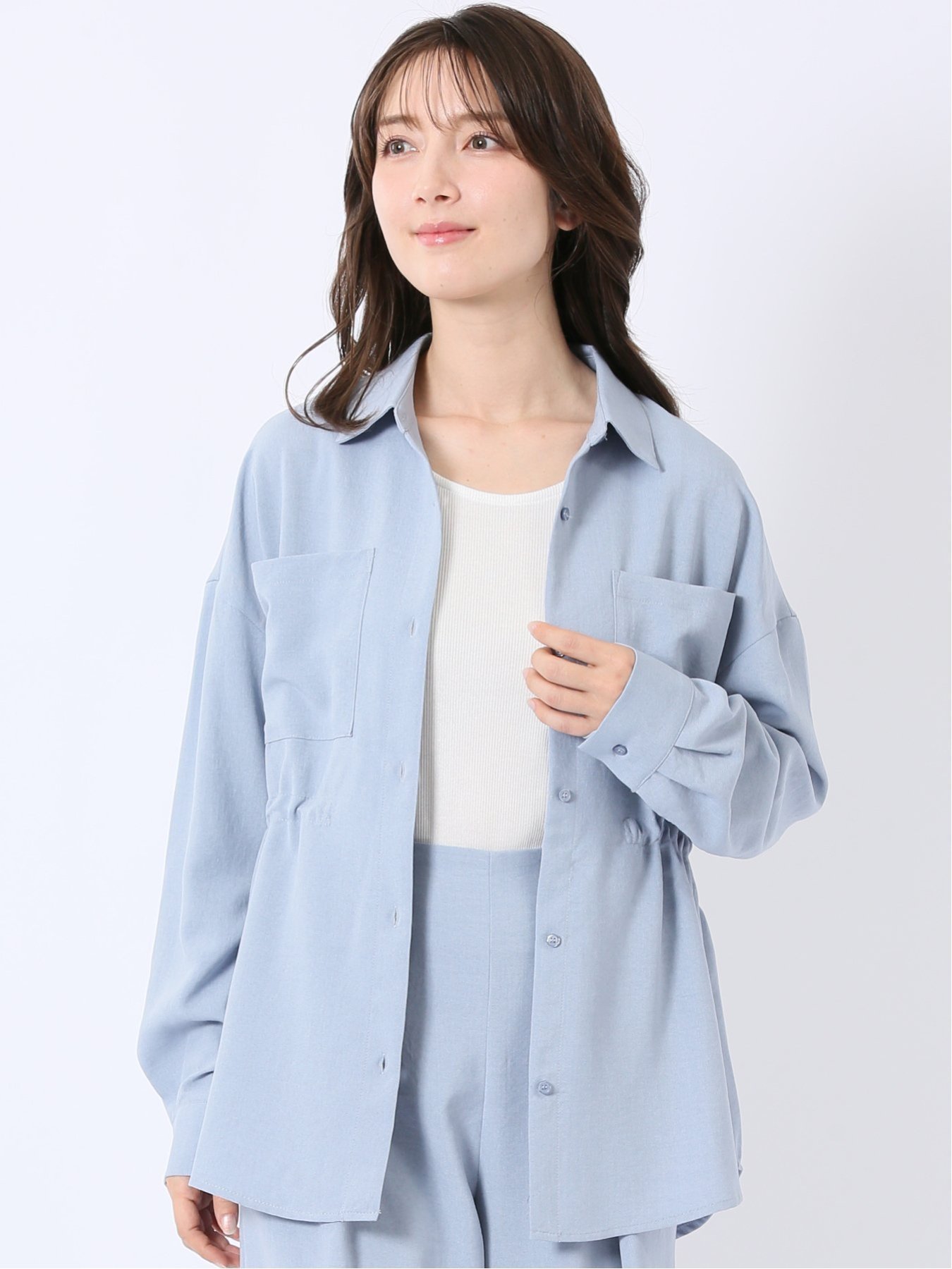 【SALE／10%OFF】m.f.editorial タンブラーオックス シャツ ジャケット(セットアップ可能) タカキュー トップス シャツ・ブラウス ブルー グレー ベージュ【送料無料】