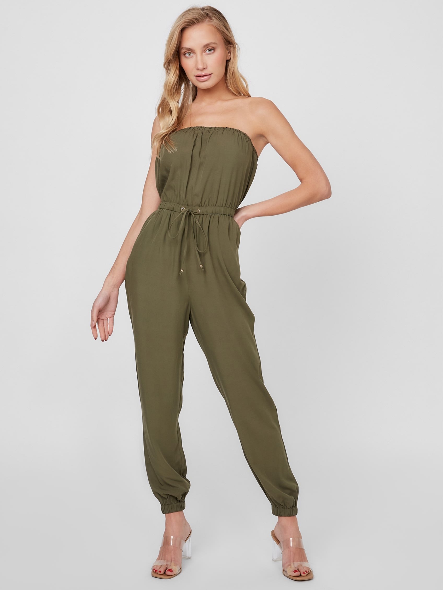 GUESS (W)Nadia Off Shldr Jumpsuit ゲス オールインワン・オーバーオール その他のオールインワン・オーバーオール カーキ