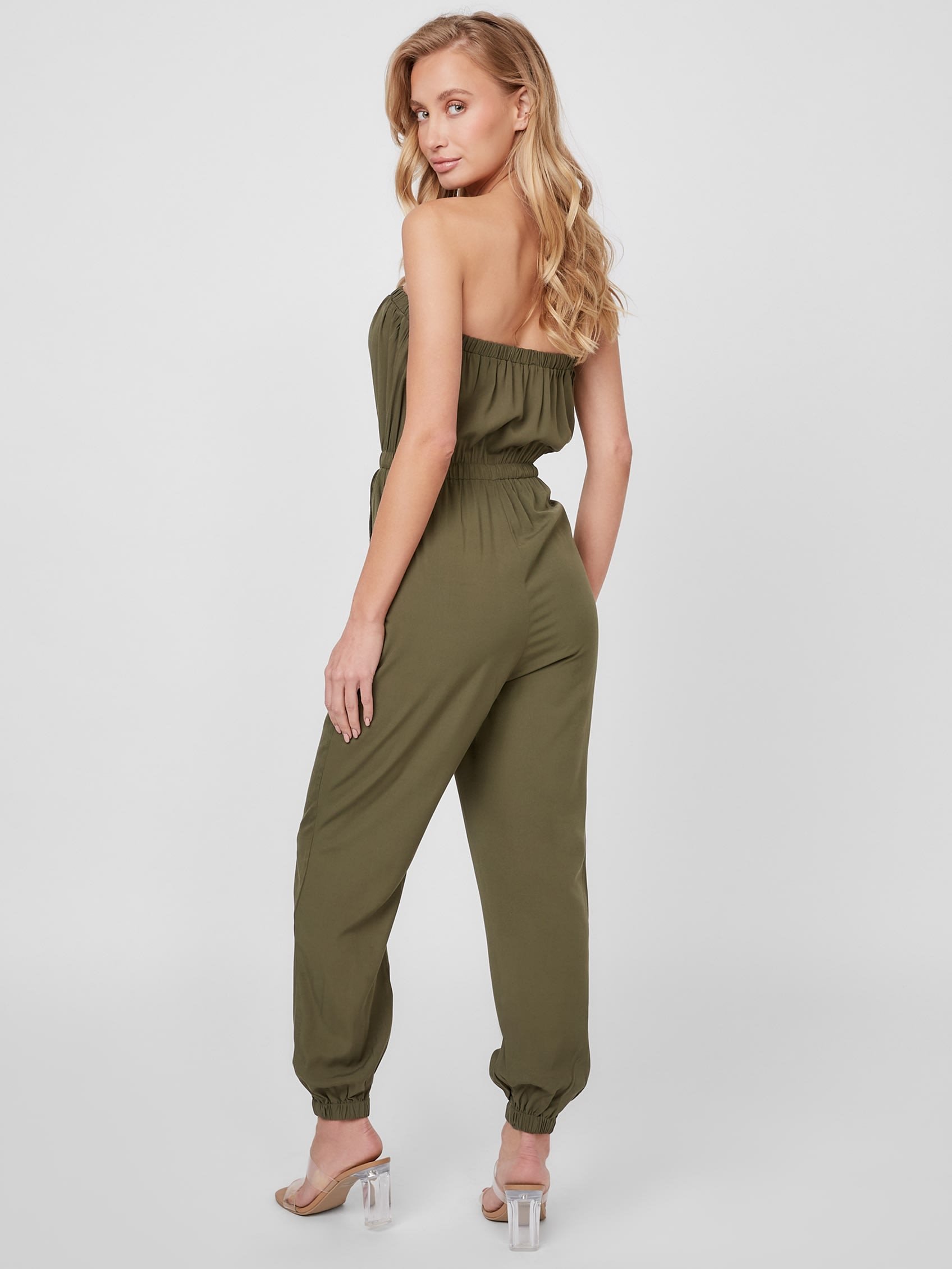 GUESS オールインワン・オーバーオール(W)Nadia Off Shldr Jumpsuit ゲス オールインワン・オーバーオール その他のオールインワン・オーバーオール カーキグリーン