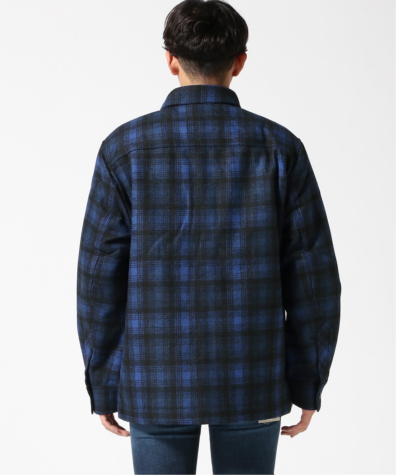 【SALE／70%OFF】REPLAY (M)ブラッシュドウーレンチェックのシャツジャケット リプレイ ジャケット・アウター その他のジャケット・アウター ブルー【送料無料】