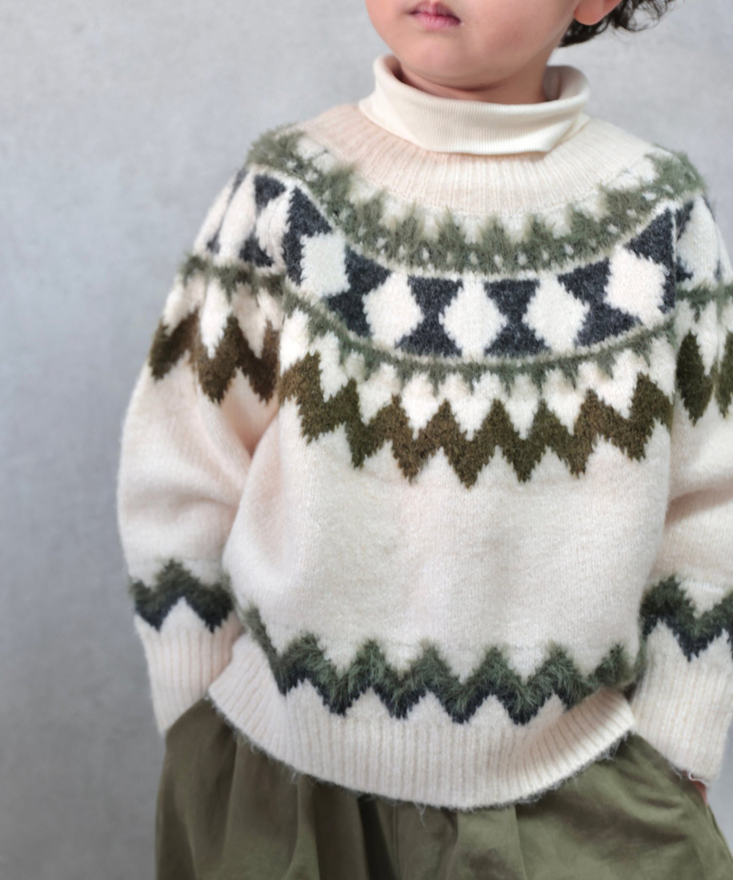 【SALE／50%OFF】CIAOPANIC TYPY 【WEB限定カラー】【KIDS】ノルディックフェザーヤーン2WAYカーディガン チャオパニックティピー トップス カーディガン ホワイト ネイビー グレーのサムネイル