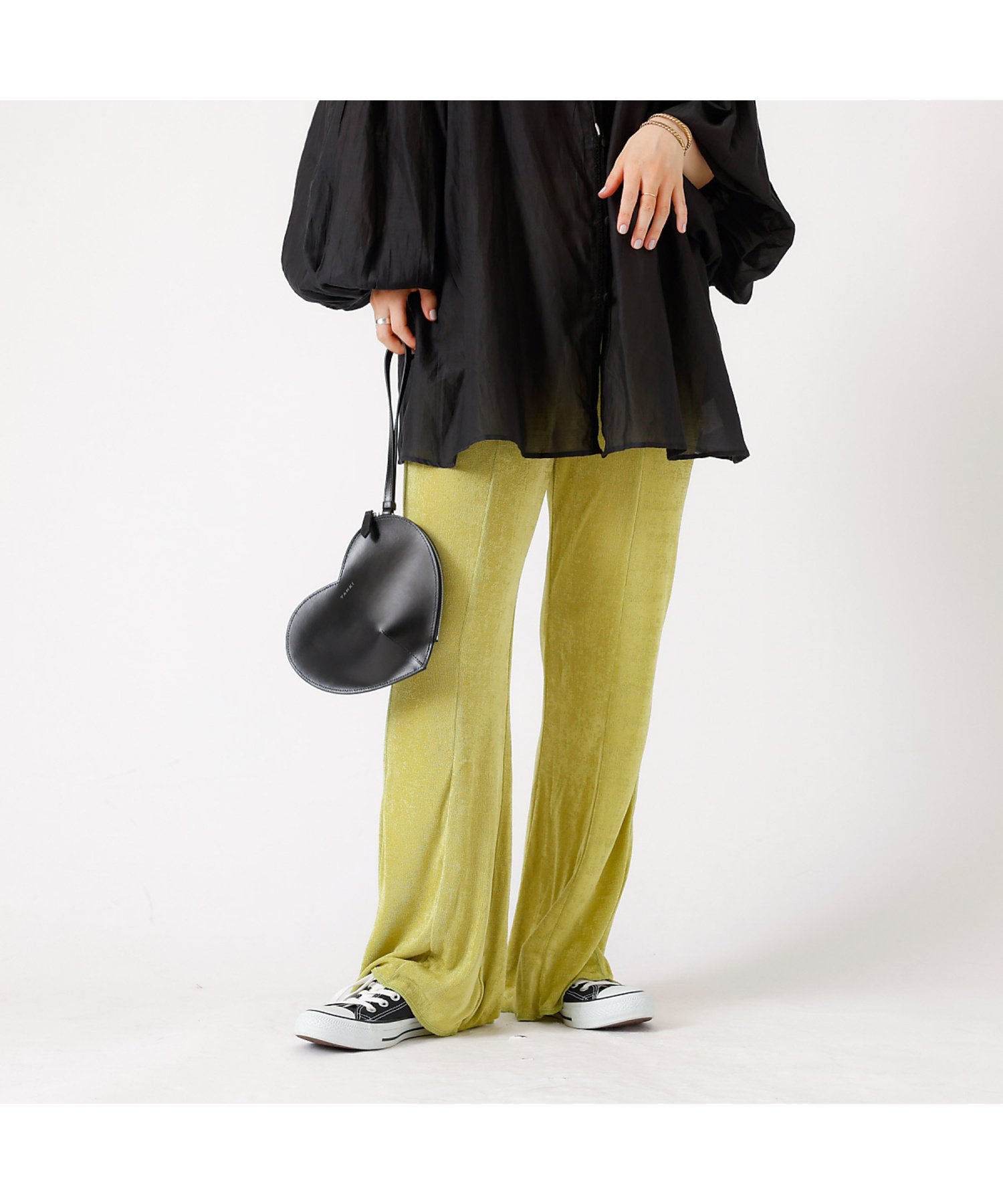 Rouge vif la cle 【EVER AFTER/エバーアフター】ラメイージーパンツ / ラメ セミフレア ルージュ・ヴィフ ラクレ パンツ その他のパンツ グリーン ブラック