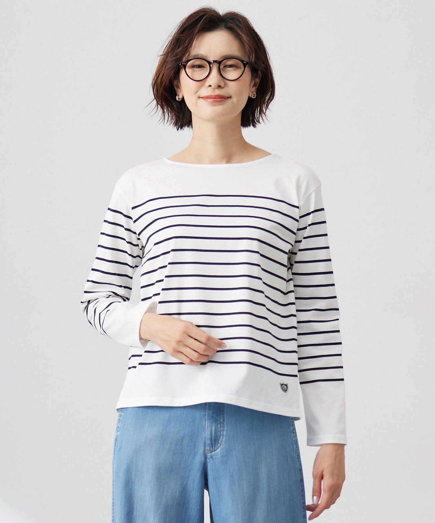 J.PRESS バスクボーダー カットソー ジェイプレス トップス カットソー・Tシャツ ベージュ ピンク ネイビー