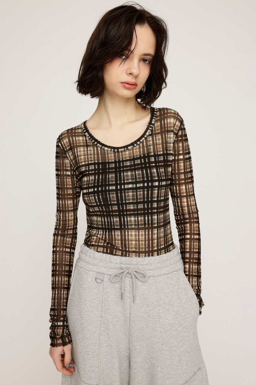 【SALE／20%OFF】SLY BLUSH MULTI CHECK トップス スライ トップス カットソー・Tシャツ ブラウン【送料無料】のサムネイル