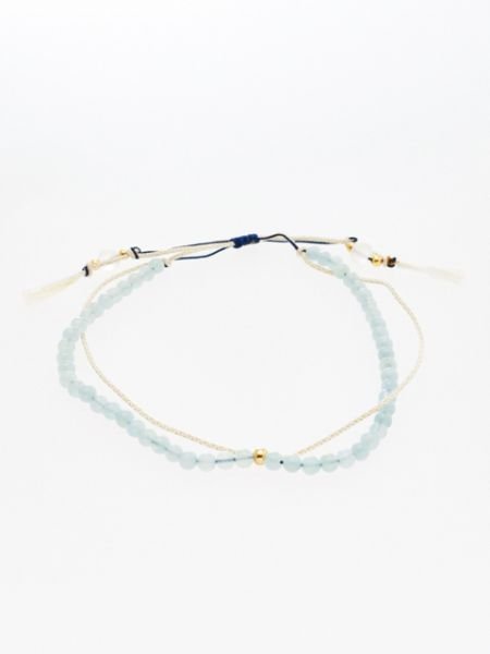 岩座 産石絹紐アンクレット 3月 アクアマリン アミナコレクション アクセサリー・腕時計 アンクレット ブルー