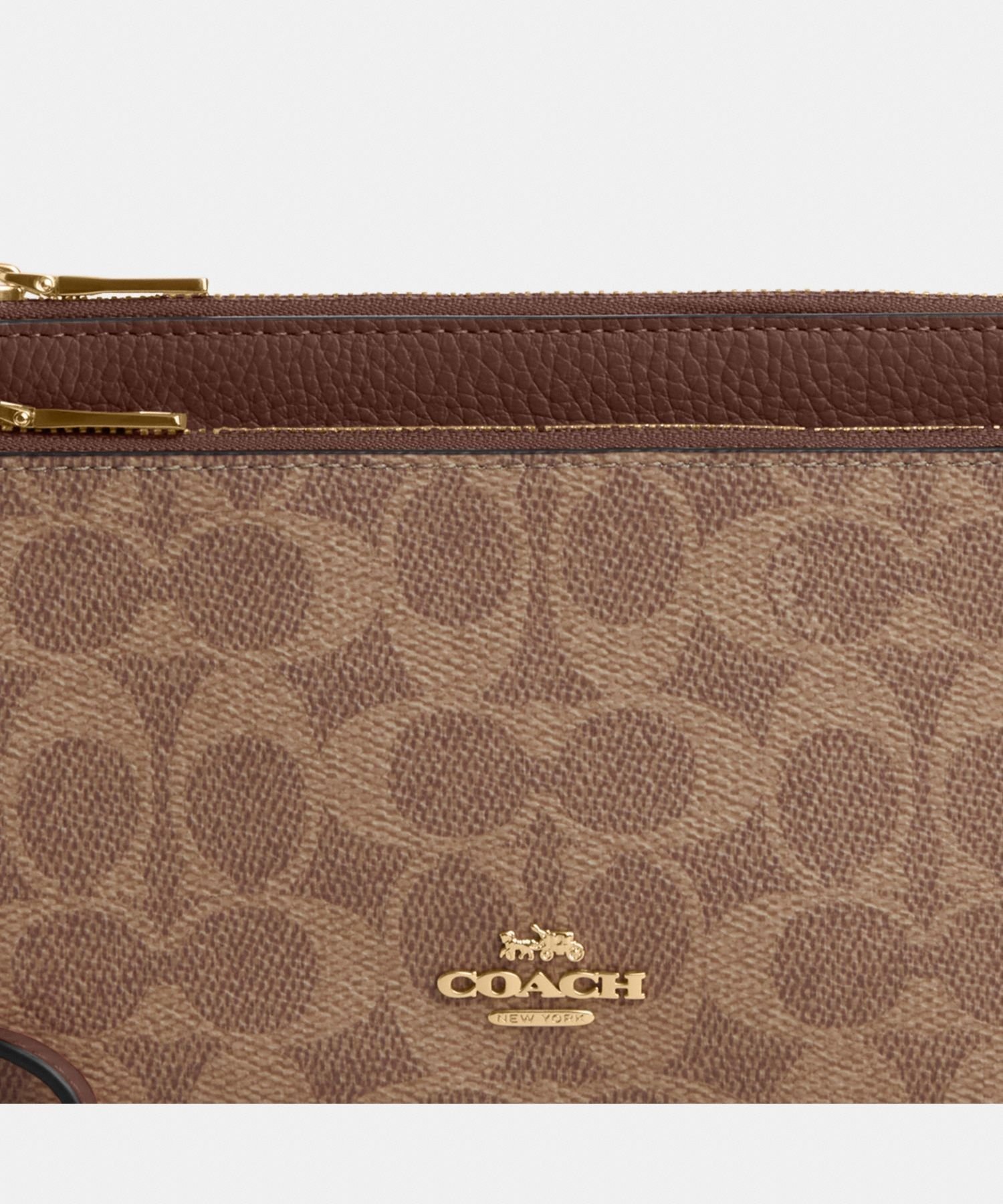 【SALE／60%OFF】COACH OUTLET 【公式】ダブル ジップ ウォレット・シグネチャー キャンバス コーチ　アウトレット 財布・ポーチ・ケース ポーチ ブラウン【送料無料】