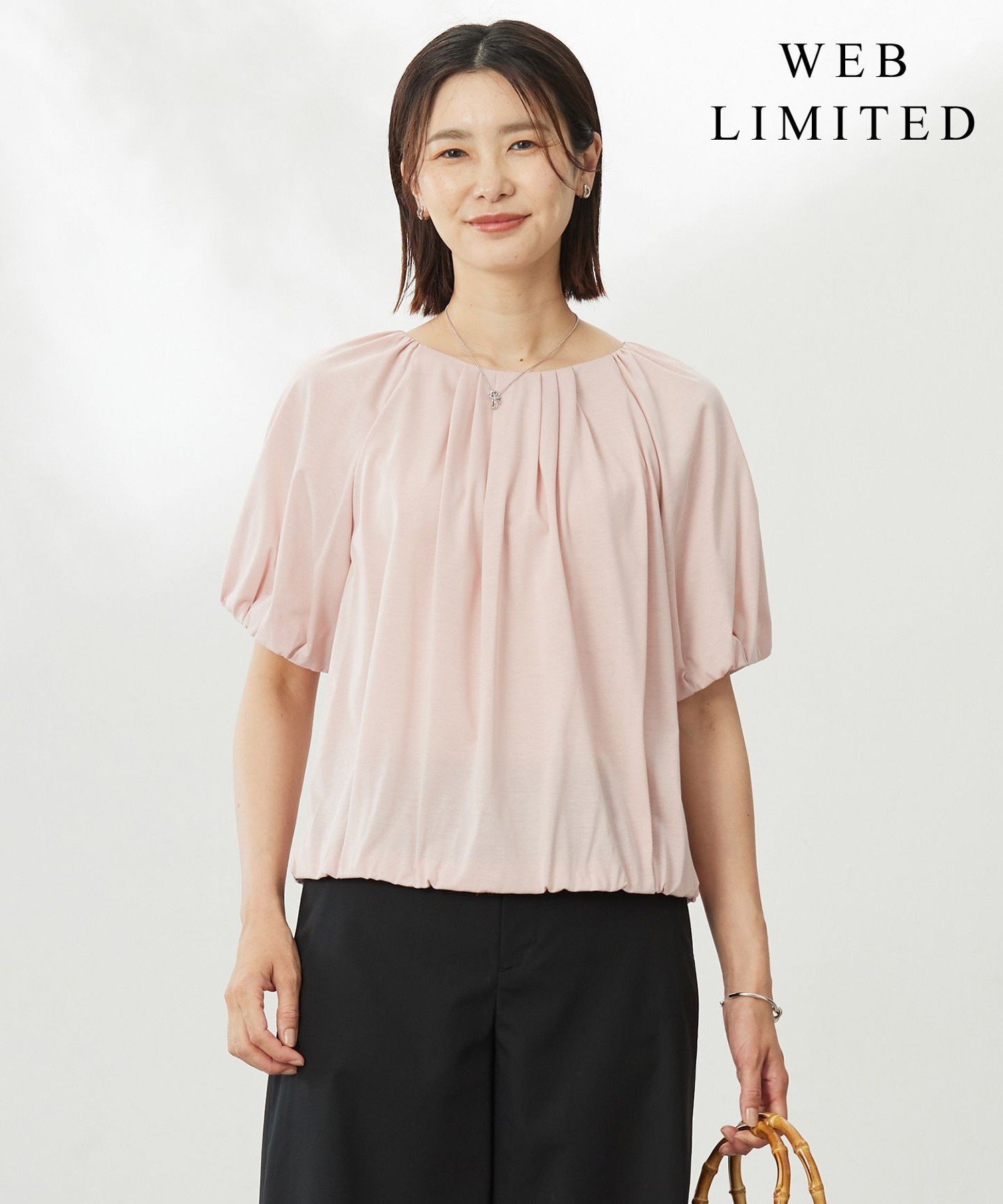 J.PRESS 【WEB限定・洗える・接触冷感】バルーンジャージー カットソー ジェイプレス トップス カットソー・Tシャツ ピンク ホワイト