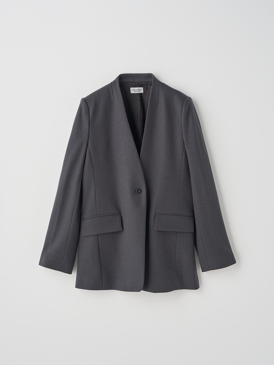 JOHN SMEDLEY ウールジャージー ノーカラージャケット｜FJ114 ジョンスメドレー ジャケット・アウター その他のジャケット・アウター グレー【送料無料】