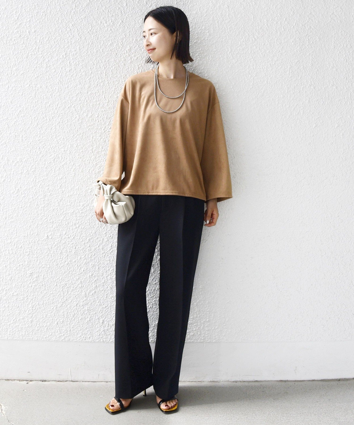 【SALE／50%OFF】SHIPS WOMEN ＜手洗い可能＞ポリエステル スエード ワイド スリーブ プルオーバー シップス トップス カットソー・Tシャツ ブラウン【送料無料】